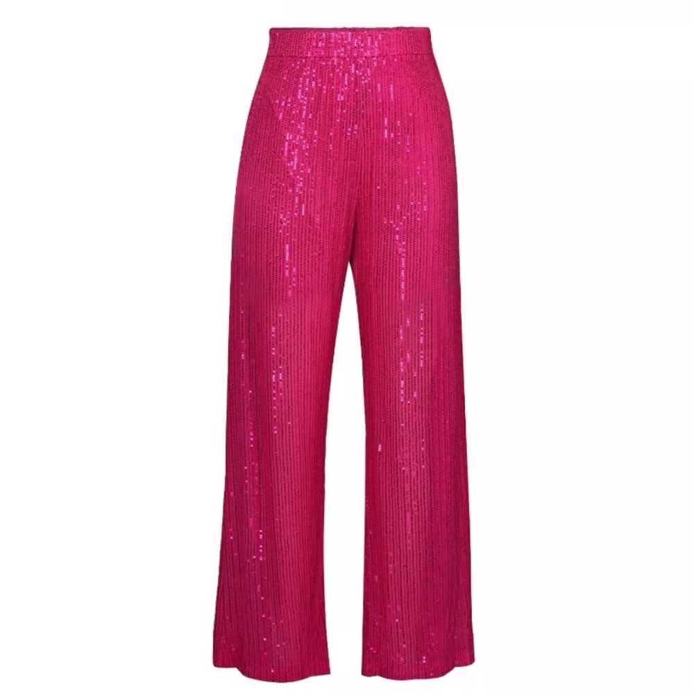 Fuschia  Sequins Wide Leg Pant